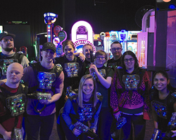 A popular component of Spartan Project SEARCH involves planning and attending monthly social activities. Here, interns chose laser tag for a fun and lively team bonding experience.
