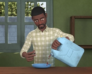 Animation demonstrating jerrycan use for bean storage.