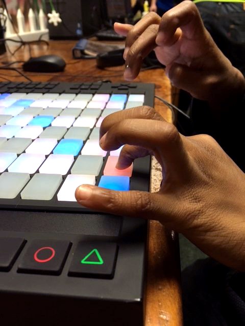 A student learns to make beats at a beatmaking and DJing workshop at the Baldwin Center in Pontiac, Michigan.