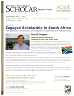 The Engaged Scholar Speaker Series Flyer - Recent Speaker - David Cooper