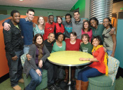 Jeanne Gazel (seated, left) with Multi-Racial Unity Living Experience (MRULE) students