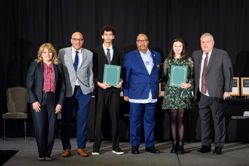 From left: Renee Brown, K. C. Keyton, Hady Omar, Kwesi Brookins, Marissa Malleck, and Allyn Shaw, assistant vice president for Student Development and Leadership and Dean of Students