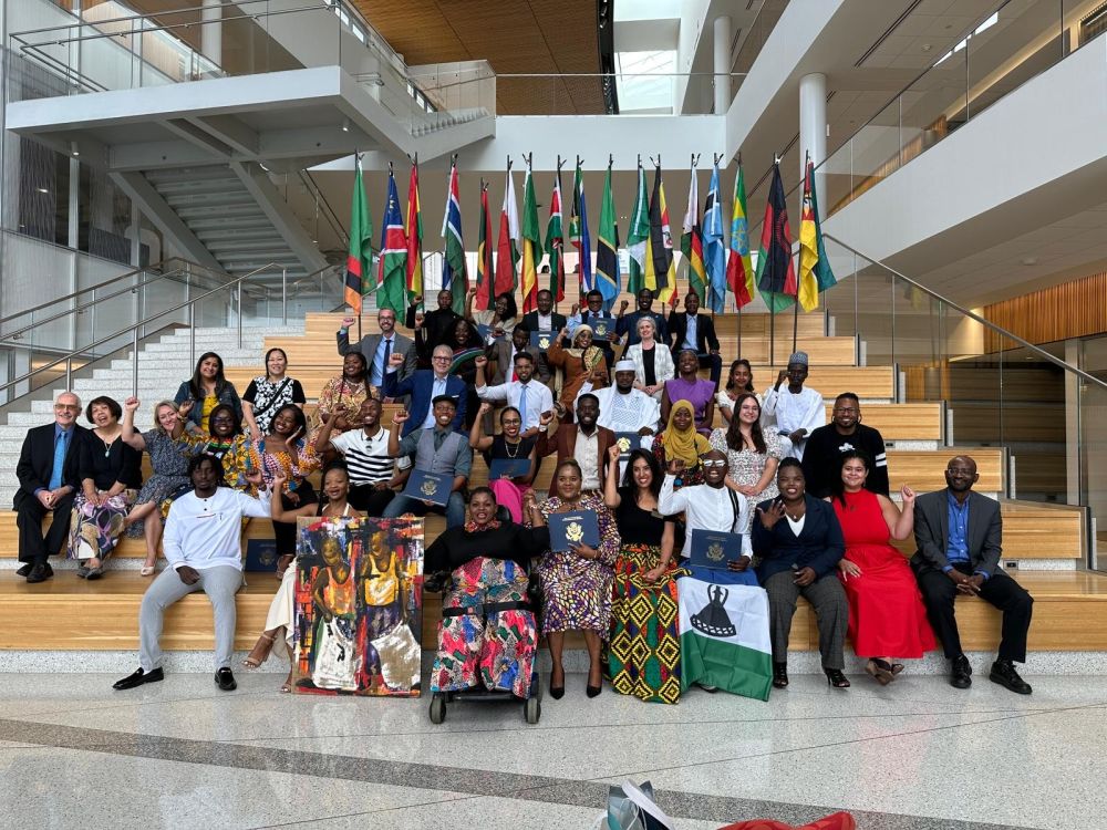 Mandela Washington Fellowship participants pause for a photo after completing the program.