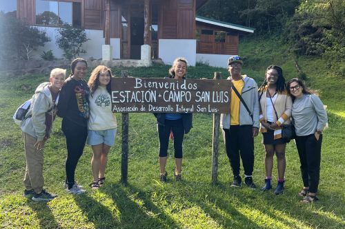 University Prep teacher Heidi Quick (far left) and MSU professors Asia Dowtin and Estrella Torrez (far right) brought students to Costa Rica to collaborate with their peers.