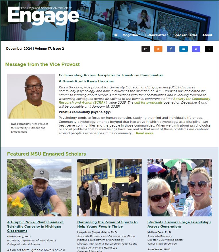 The Engaged Scholar E-Newsletter - Volume 17 - Issue 2 Screenshot