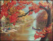 Banks of the Red Cedar, John S. Coppin, 1954.  Oil on canvas.  Located in the Hannah Administration Building.