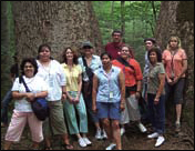 Ellen Cushman (third from left) with Cherokee language and music instructors and administrators in the Joyce Kilmer Memorial Forest, NC.