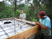 Current MSU-EWB president John Suddard-Bangsund and local assistant set the formwork for a composting latrine in El Balsamar, El Salvador.