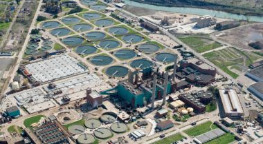 Aerial photo of the Detroit Water and Sewage Department.